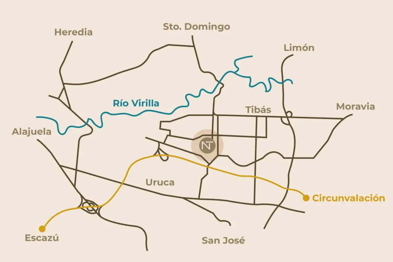 Ubicación estratégica de NOVATIBÁS en Tibás, San José
